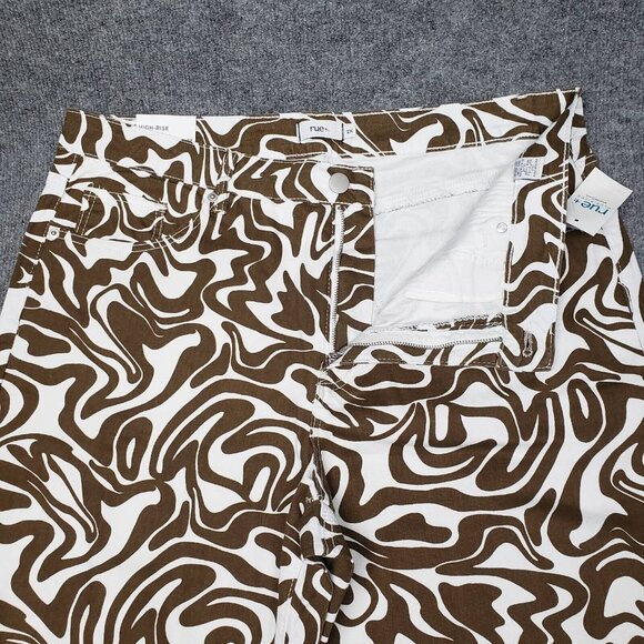 Rue21 Jeans Womens Plus 2X Brown White Denim Skate Straight Leg Wavy Stretch New - Picture 9 of 12